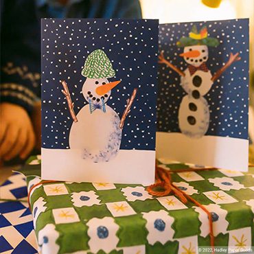 Faltkarten: DIY Weihnachtskarten - Schneemänner Bastel-Set - 6 Stück