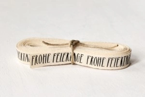 Ribbon "FROHE FEIERTAGE" - organic cotton - 5 meters