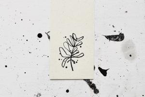 Rubber stamp: Floral ink drawing