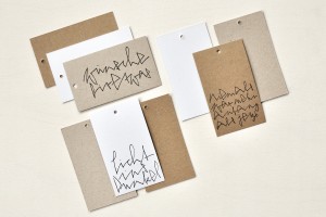 Gift tags, hand printed: handwritten